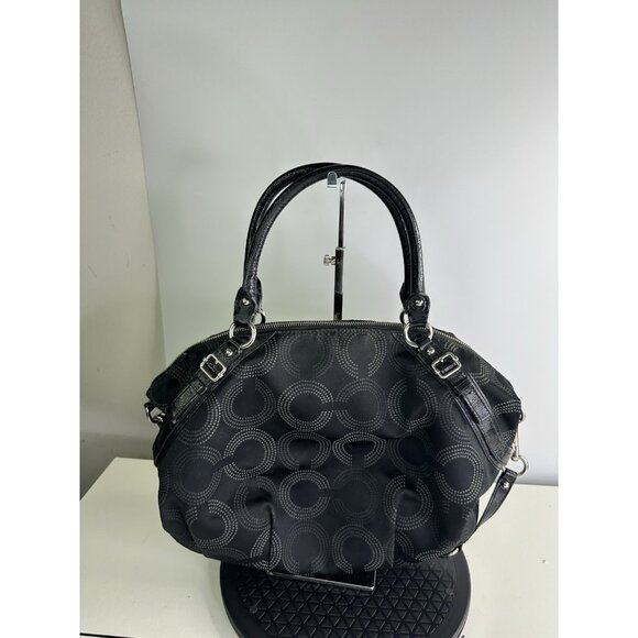 Coach Madison Dotted Op Art Large Sophia Co Satchel Style #15957 BLK/WHT - Picture 4 of 9